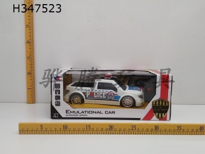 H347523 - 1:18 head 3D light police car with four-way steering wheel