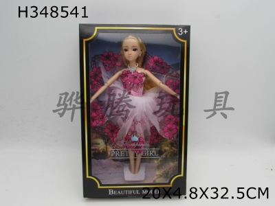 H348541 - 11 inch solid 3D eye multi joint Barbie