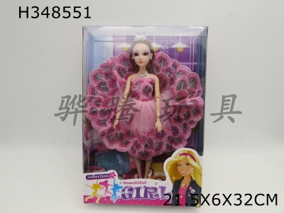 H348551 - 11 inch solid 3D eye multi joint Barbie