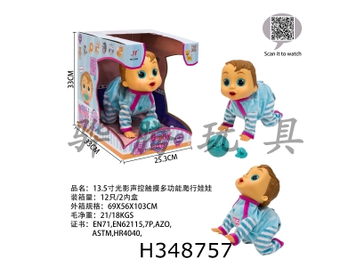 H348757 - 13.5-inch light shadow voice touch multi-functional crawling doll