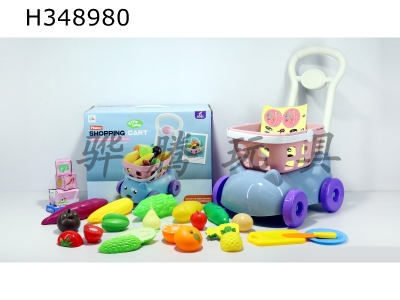 H348980 - Shopping cart with fruits and vegetables + 5 small boxes 22 PCs (mixed color)