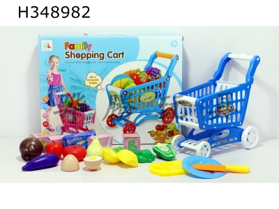 H348982 - Shopping cart with fruits and vegetables + 5 small boxes 16 PCs (mixed color)