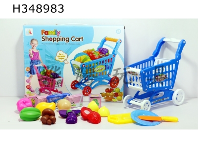 H348983 - Shopping cart with fruit + 5 small boxes 16 PCs (mixed color)