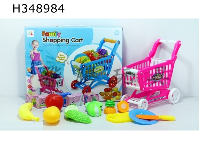 H348984 - Shopping cart with fruit + 5 small boxes 14 PCs (mixed color)