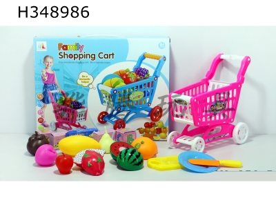 H348986 - Shopping cart with fruit + 5 small boxes 16 PCs (mixed color)