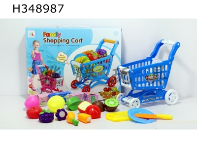 H348987 - Shopping cart with fruit + 5 small boxes 16 PCs (mixed color)