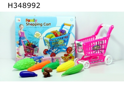 H348992 - Shopping cart with vegetables + 5 small boxes 12pcs (mixed color)