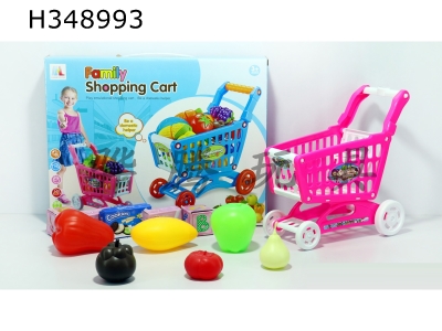 H348993 - Shopping cart with fruit + 5 small boxes 11pcs (mixed color)