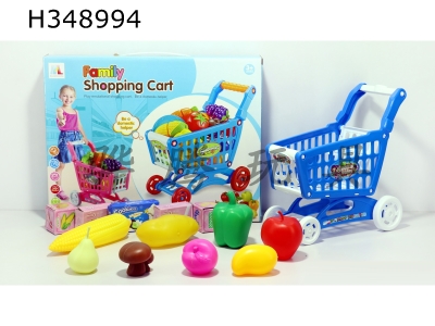 H348994 - Shopping cart with fruits and vegetables + 5 small boxes 13 PCs (mixed color)