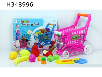 H348996 - Shopping cart with fruit + 5 small boxes 16 PCs (mixed color)