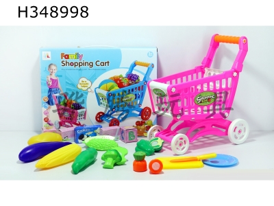 H348998 - Shopping cart with fruits and vegetables + 5 small boxes 16 PCs (mixed color)