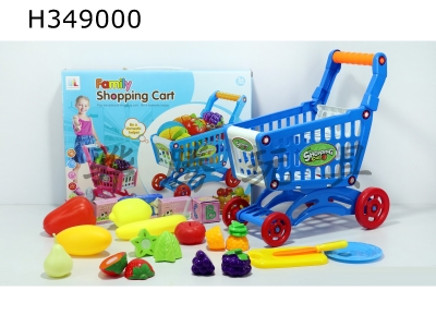 H349000 - Shopping cart with fruit + 5 small boxes 18pcs (mixed color)