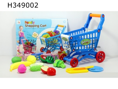 H349002 - Shopping cart with fruits and vegetables + 5 small boxes 16 PCs (mixed color)