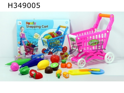 H349005 - Shopping cart with fruits and vegetables + 5 small boxes 18 PCs (mixed color)