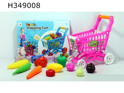 H349008 - Shopping cart with fruits and vegetables + 5 small boxes 15pcs (mixed color)