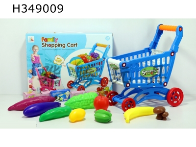 H349009 - Shopping cart with fruits and vegetables + 5 small boxes 14 PCs (mixed color)