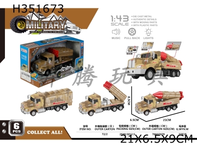 H351673 - Alloy Huili military vehicle (3 models)