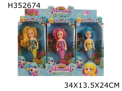 H352674 - High end display box 5-inch small Kelly Mermaid Barbie 3-color mix 12pcs