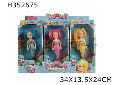 H352675 - High end display box 5-inch small Kelly Mermaid Barbie 3-color mix 12pcs