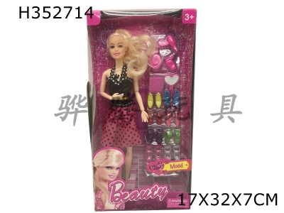 H352714 - High block box 11.5 "12 joint solid fashion Princess Barbie with blister shoes accessories