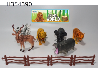 H354390 - Forest animal 6-Piece set, with fence