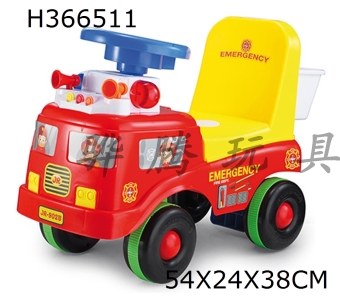 H366511 - Red fire truck, baby new wheel, taxi, walking aid, music with lights (new seat)