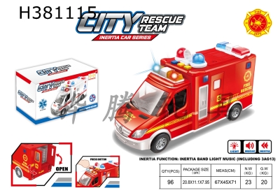 H381115 - Inertia fire truck with light music (3 * AG13) power package