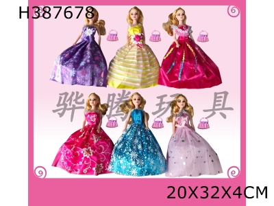 H387678 - 11 inch fashion dress hollow Barbie with handbag