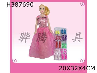 H387690 - 11 inch hollow evening dress Barbie shoe cabinet set