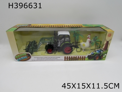 H396631 - Light music farmer cart 2 chickens + 2 trees