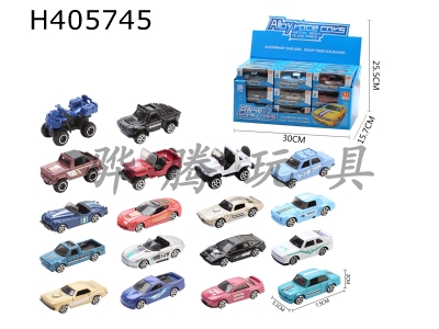 H405745 - 1: 64 sliding alloy car 36 sets (city car, beach cross-country, vintage car)