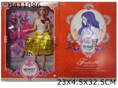 H411086 - 11.5-inch fashion Barbie with handbag+cosmetic blister suit