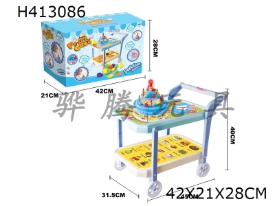 H413086 - Electric lighting music cut music two in one birthday cake cart