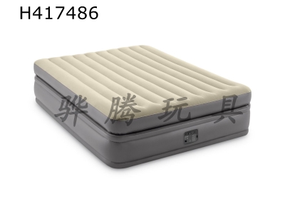 H417486 - Khaki built-in electric pump double-layer double-person wire-drawn air bed