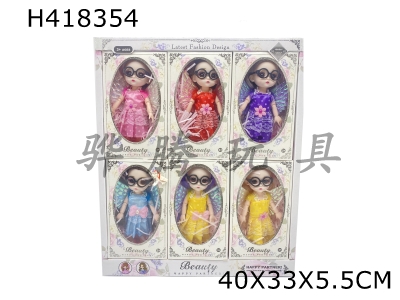 H418354 - 6 inch solid body 12 joints 3D real eyes Butterfly Flower Fairy Russian doll 6 6PC mixed