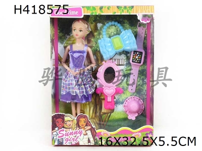 H418575 - New 11 inch real body 9-joint girl with watch, hat, big mirror and handbag