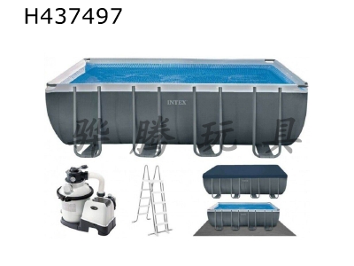 H437497 - 32-foot dark gray rectangular pipe rack pool set