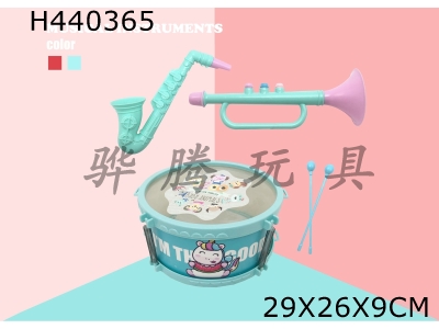 H440365 - Cartoon Unicorn jazz drum set (small), mixed red / macaran