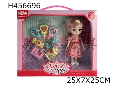 H456696 - 6-inch ball body 13 joint 3D real eye little Lori with lollipop set