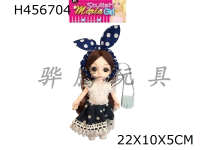 H456704 - 6-inch ball body 13 joint 3D real eye dress little Laurie with shoulder bag and hair circle