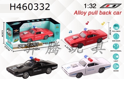 H460332 - 1: 32 simulated dodge B Huili alloy police car with light and music