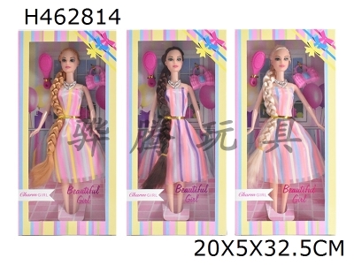 H462814 - New high-end 11.5-inch full body live hand braided fashion short skirt Barbie with handbag, comb and necklace accessories
