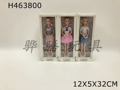 H463800 - 3 mixed 9-joint 11-inch Barbie fashion dress with pearl necklace.