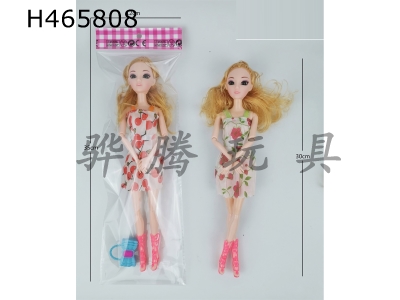 H465808 - 11 inch solid 11 joint thigh 3D eye Barbie doll with bag single bag
