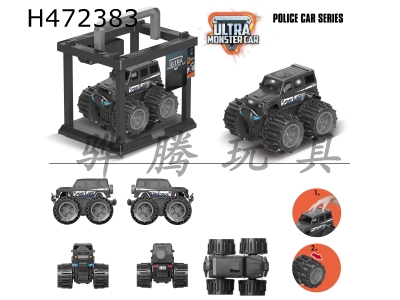 H472383 - G police car with large deformed wheels (car sound with lights, 3*AG13).