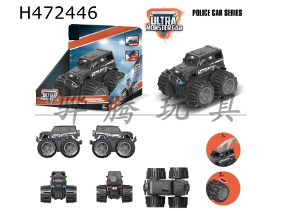 H472446 - G police car with large deformed wheels (car sound with lights, 3*AG13).