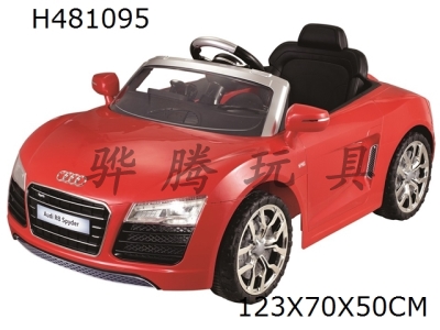 H481095 - AUDI R8 LICENSED 
R/C RIDE ON CAR
MUSIC/LIGHT/CAN PLAY WITH MP3 PLAYER AND VOLUME ADJUSTMENT/2.4G REMOTE CONTROL