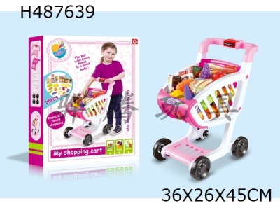 H487639 - Girl supermarket shopping cart