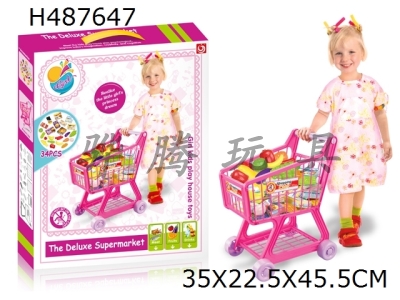 H487647 - Girl supermarket shopping cart