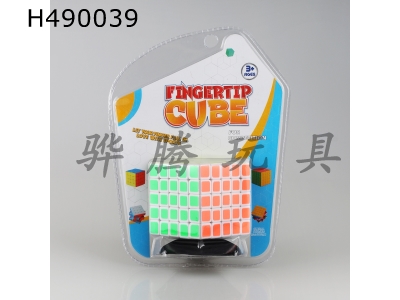 H490039 - Fluorescent sticker fifth-order Rubiks cube with white background